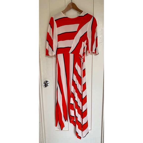 Topshop - Diagonal Stripe Midi Dress - Size 6 - Picture 4 of 8